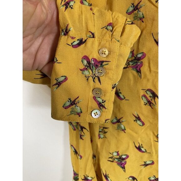 Anthropologie Yellow Bird Floral Long Sleeve Lightweight Blouse Boho Hippie Sz 6 - Picture 5 of 5
